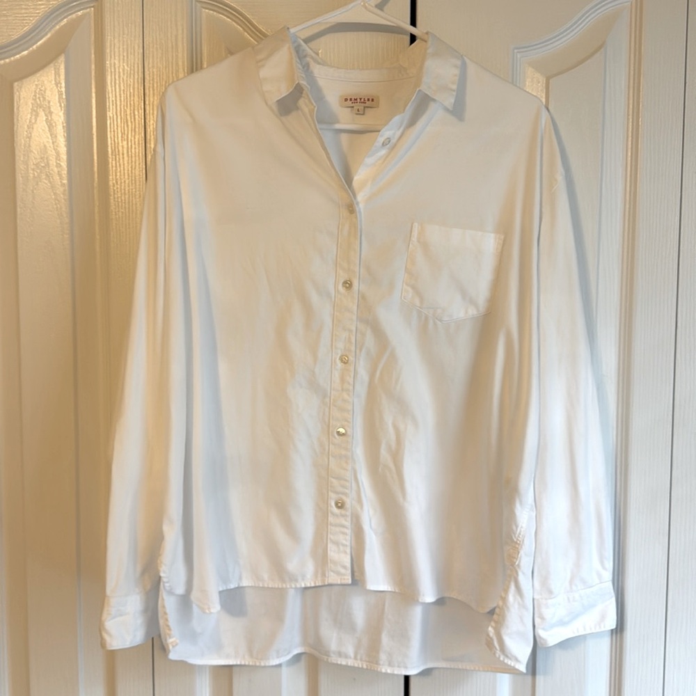Demylee 100% Cotton White Button Down Shirt size Large